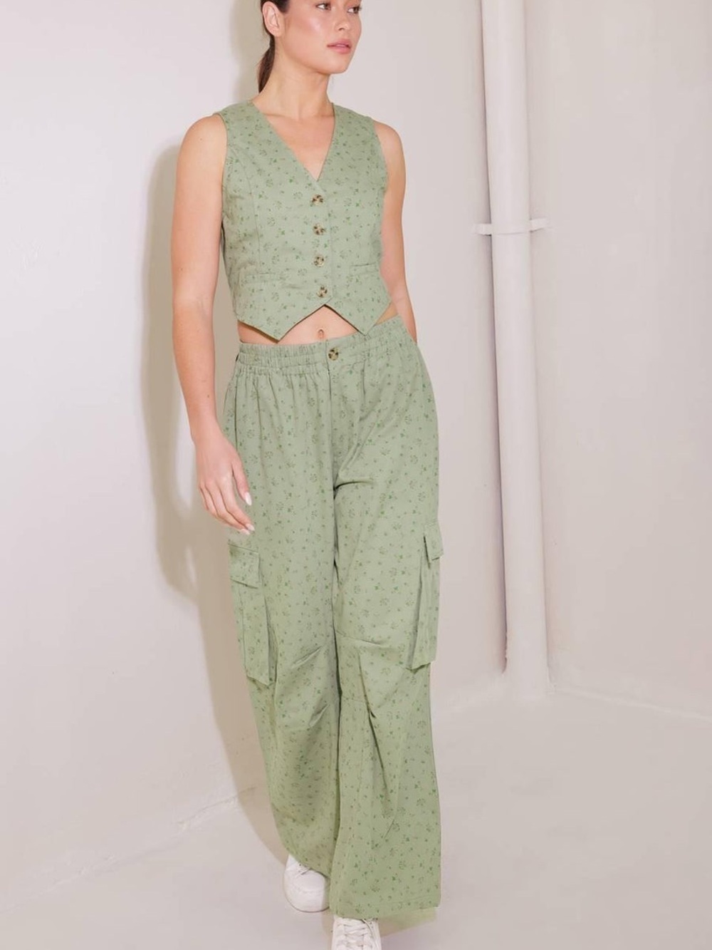 Free Market by Flying Tomato Cargo Wide-Leg & Vest Set